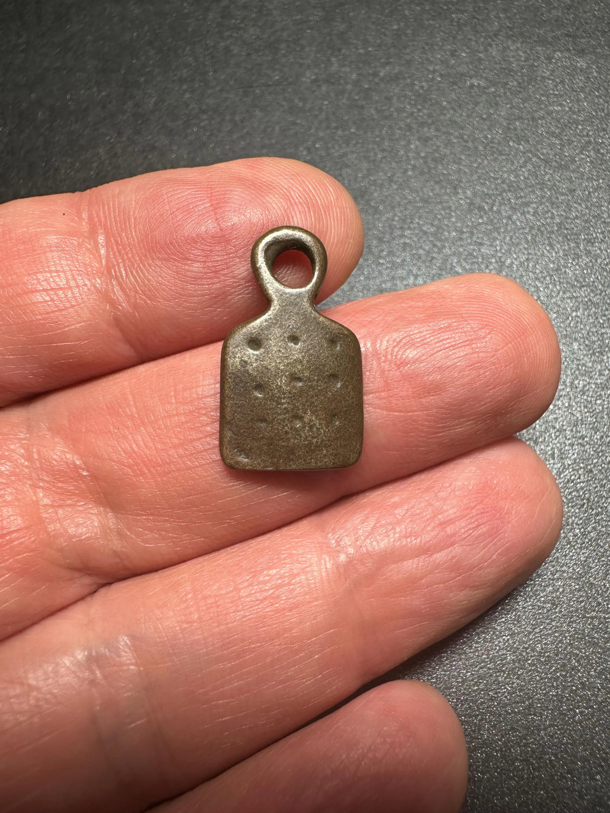 Nepal Tibet Buddhist Brass Mini Mantra Dots Talisman Ornament Pendant