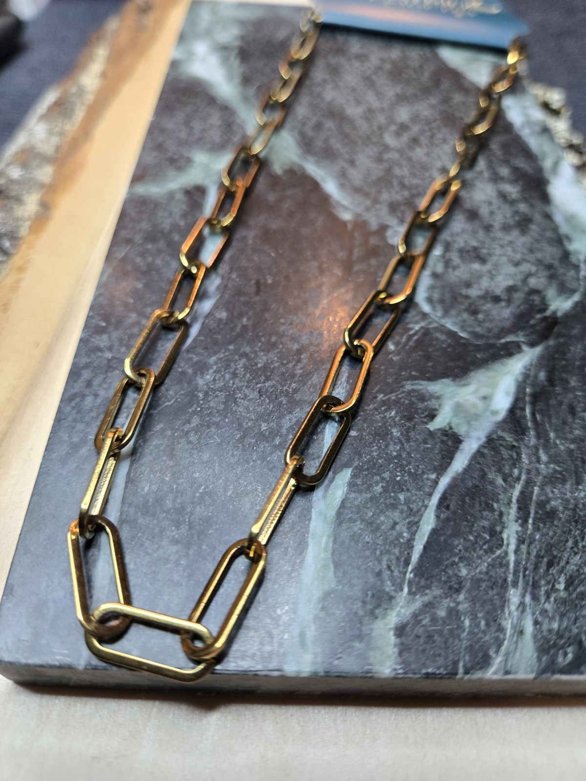 18k PVD Paperclip Necklace 6.5mm – 18in + 2in Extender