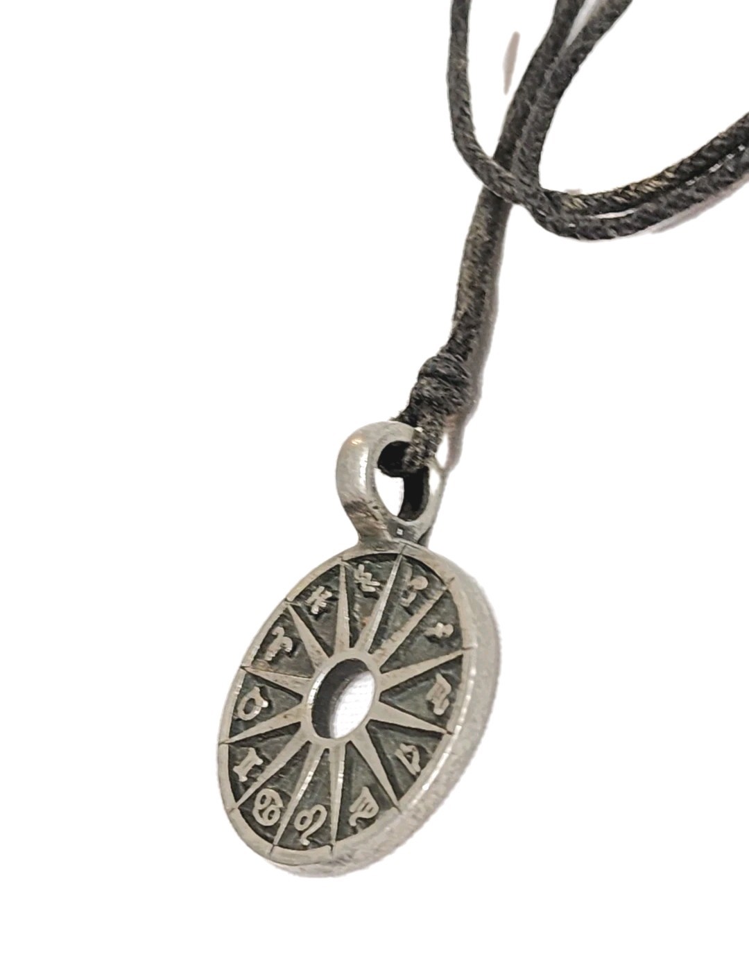 Zodiac Signs Pewter Pendant Charm Necklace Pewter Tone BlacK Cord Astrology