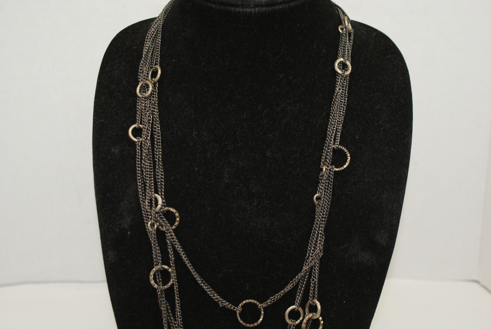 Multistrand Layered 18″ to 32″ Gun Metal Black Purple Red Beaded Necklaces Lot 4