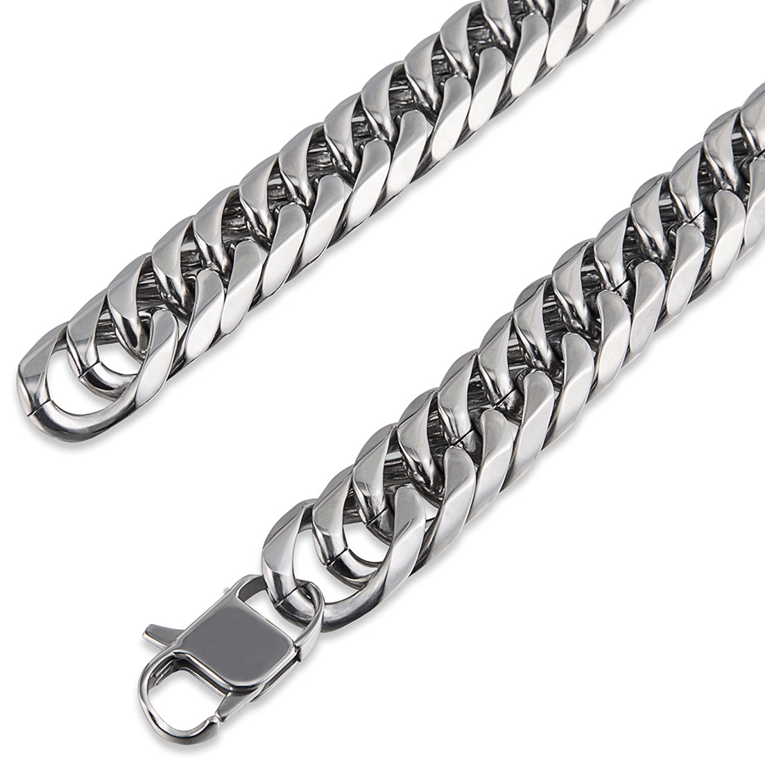 9/11/13/16/19/21MM Stainless Steel Heavy Silver Curb Cuban Chain Men’s Necklace