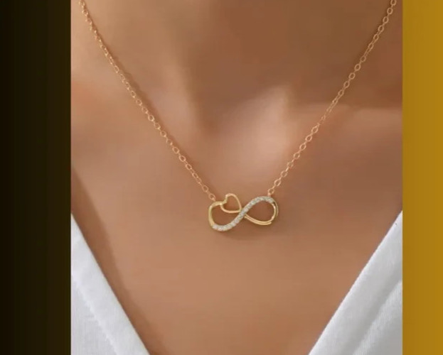 14k Yellow Gold Plated 1.2 Ct Round Cut Simulated Diamond Infinity Heart Pendant