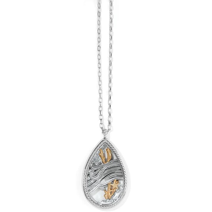 NWTaag Brighton SEA CURRENT SHAKER Fish Coral Waves Crystal Necklace MSRP $158