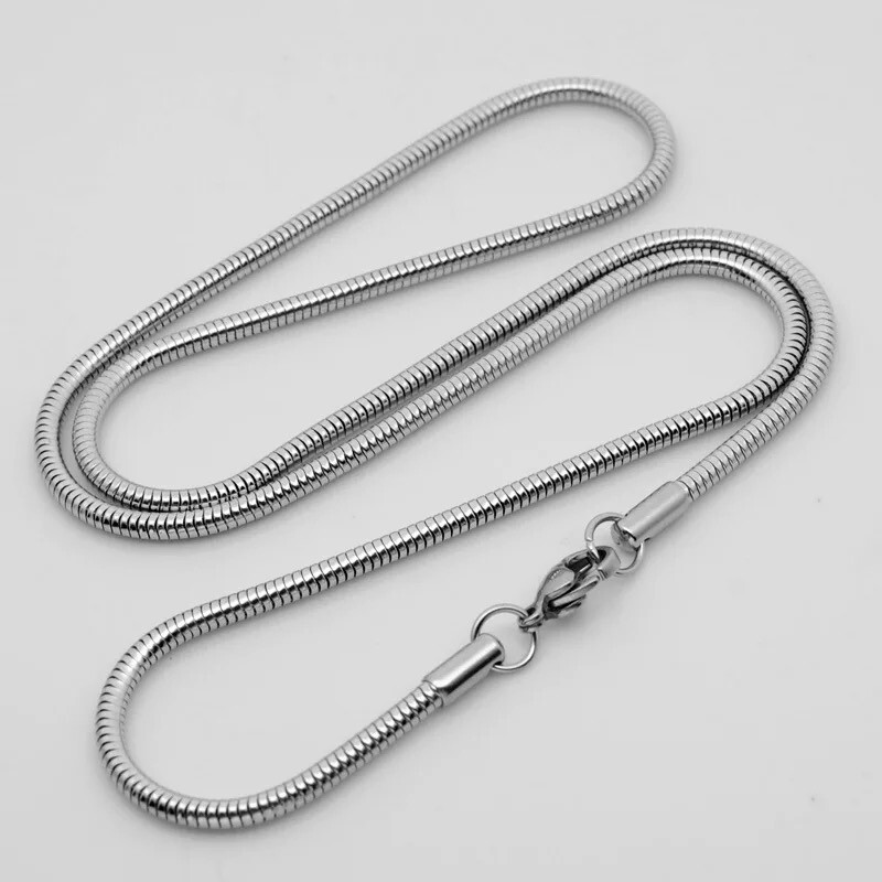 Wholesale Price Stainless Steel Silver Round Snake Chain Necklace Men’s Women’s