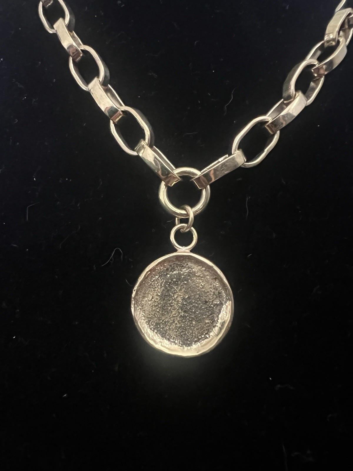Meyelo Lottie Necklace Gold Tone Oval Link Chain Coin Round Pendant 18in