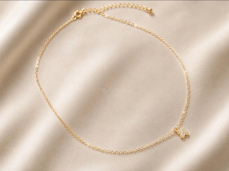 Dainty Crystal Flower Gold-Tone Necklace