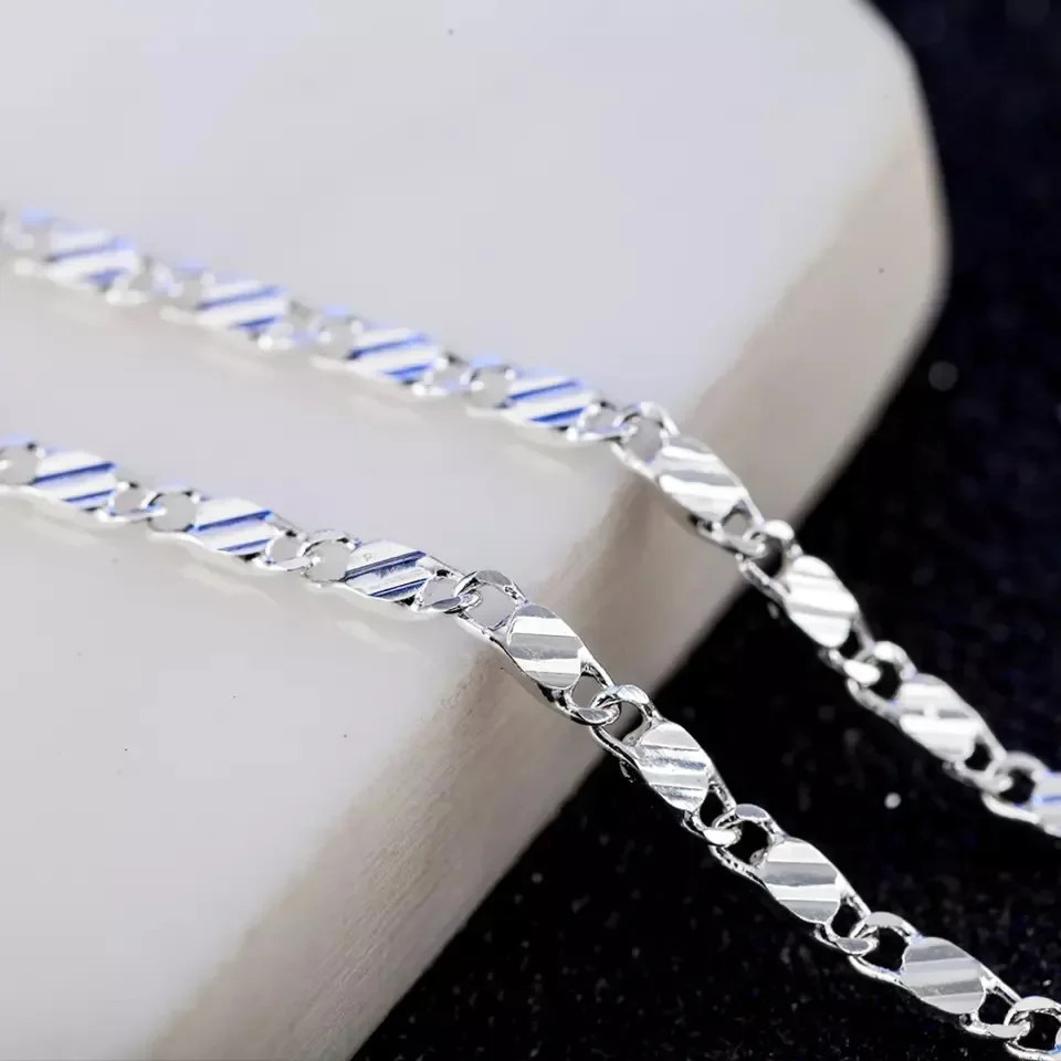Fashion 18k Gold Necklace 2MM 16/18/20/22/24/26/28/30 Inch Side Chain