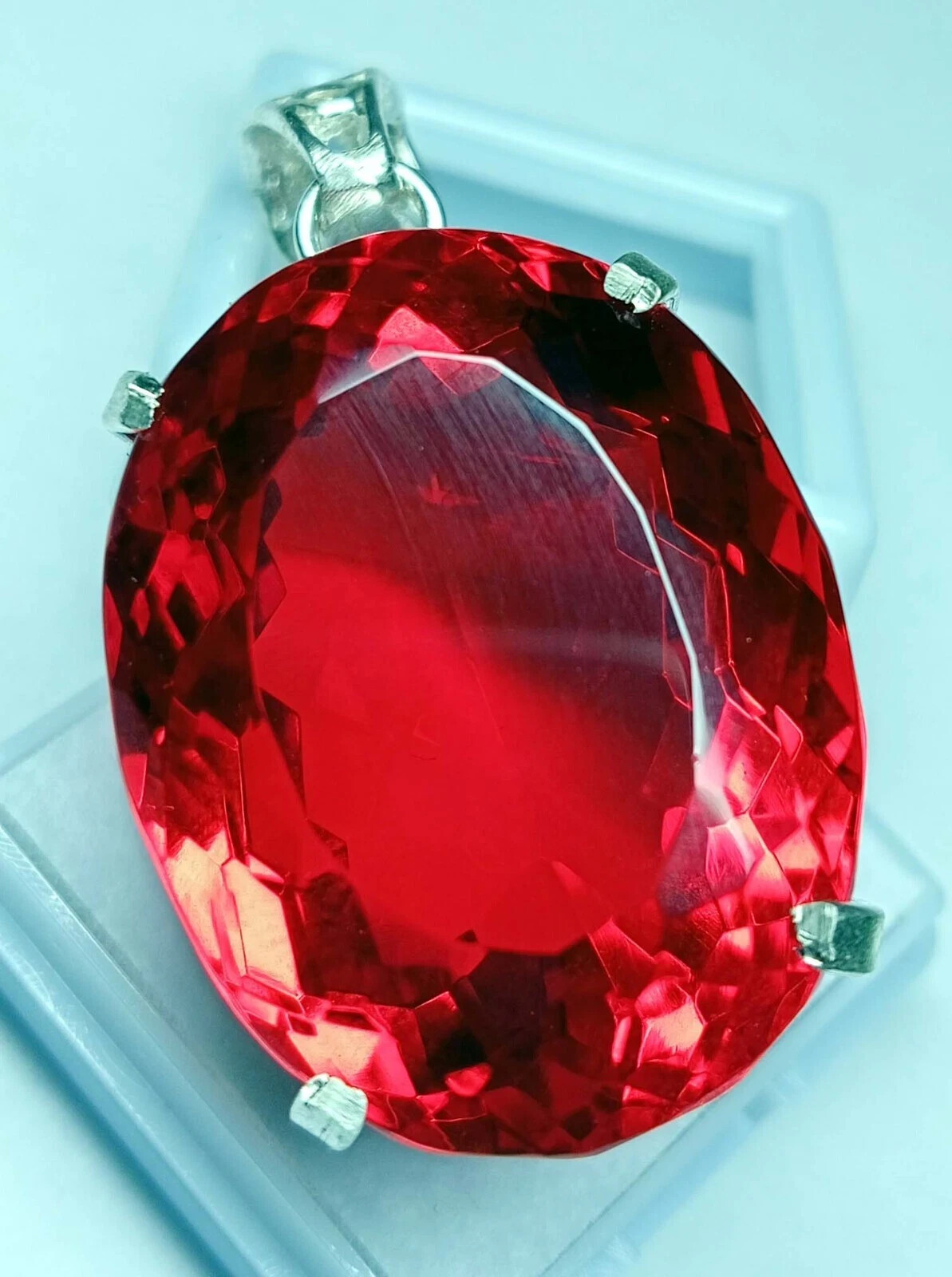 Oval Cut 112-114 Ct Pendant Red Topaz Locket Natural Gemstone Certified PD059
