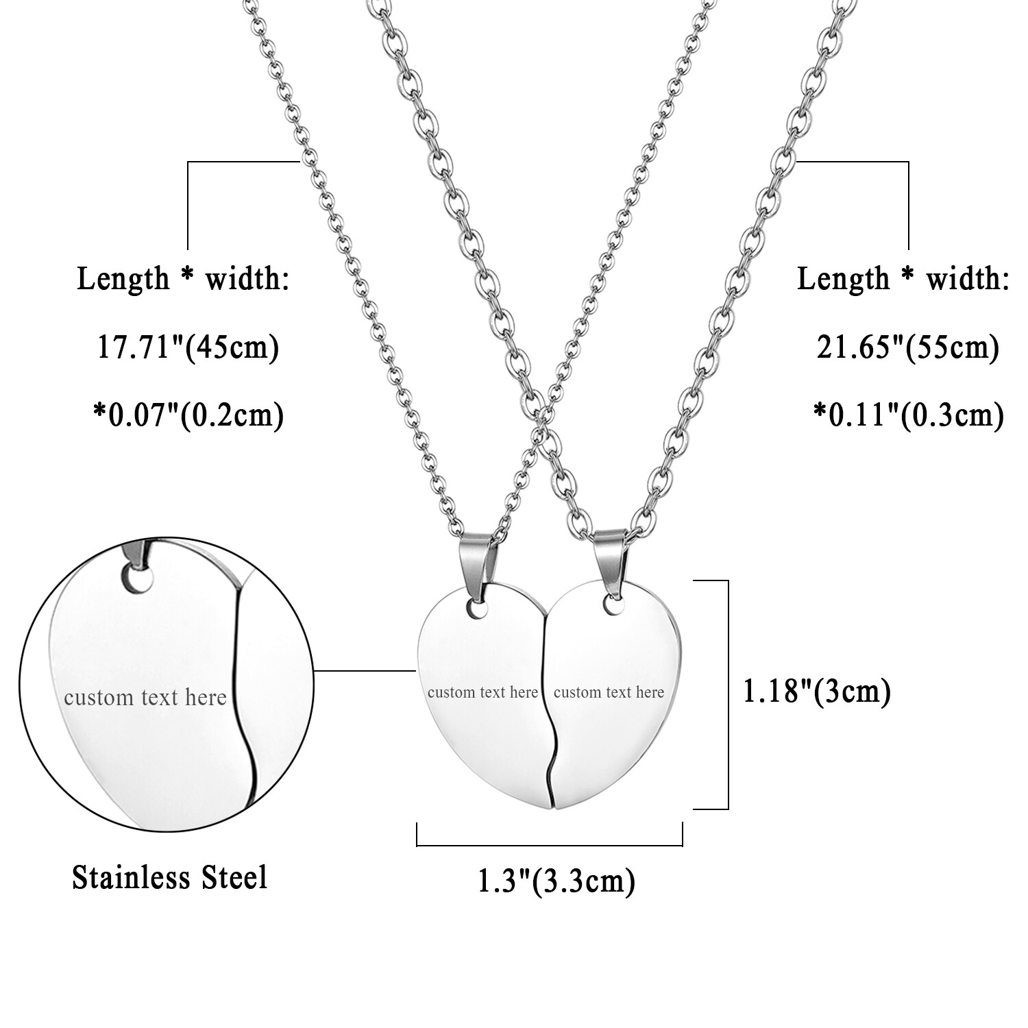 Couples Love Heart Puzzle Pendant Necklace Free Engraving Valentine’s Day Gift