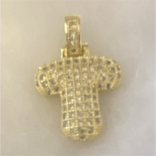 Gold Tone Pavé Cubic Zirconia Cross Charm Pendant, White/Colorless Stones