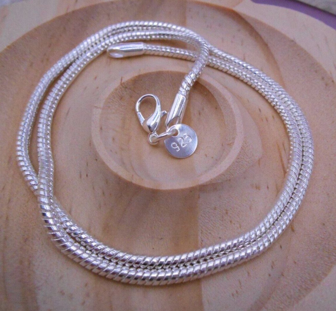 20″ SNAKE CHAIN STERLING SILVER LOBSTER CLASP CHARM NECKLACE 3MM WITH POUCH!
