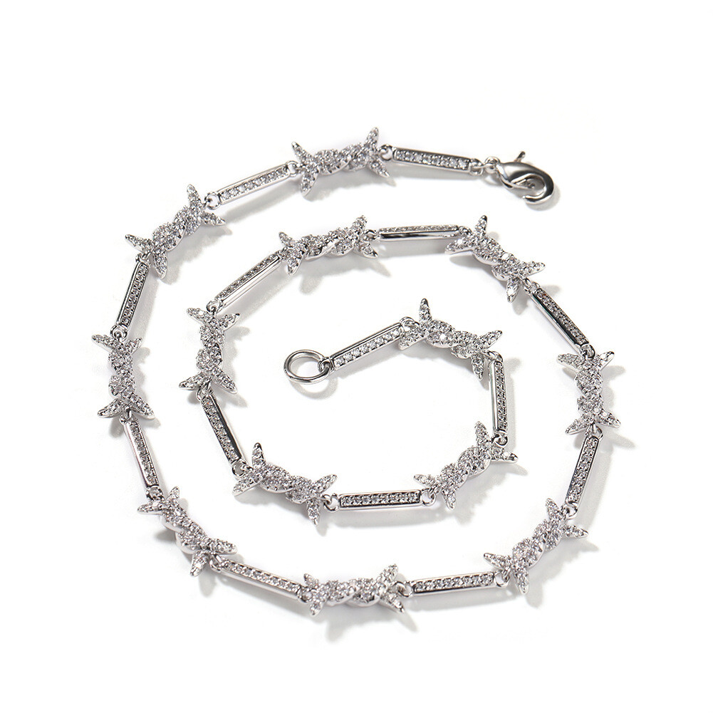 5A Iced Out CZ Chain Spiked Gold Plated Choker For Men Women Hip Hop Necklace