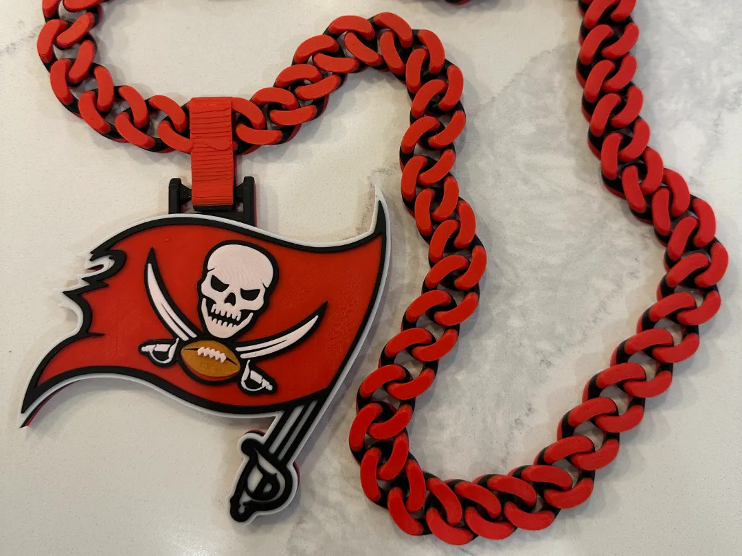 Tampa Bay Buccaneers Chain 3D Printed Cuban Link Necklace Sports Fan Bling