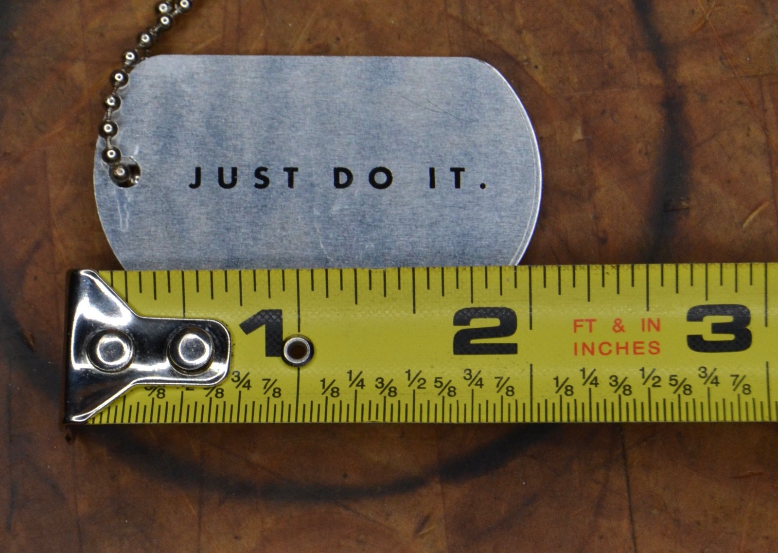 Rare Nike Just Do it Basketball swoosh Dog Tag Pendant Metal Chain Necklace #1