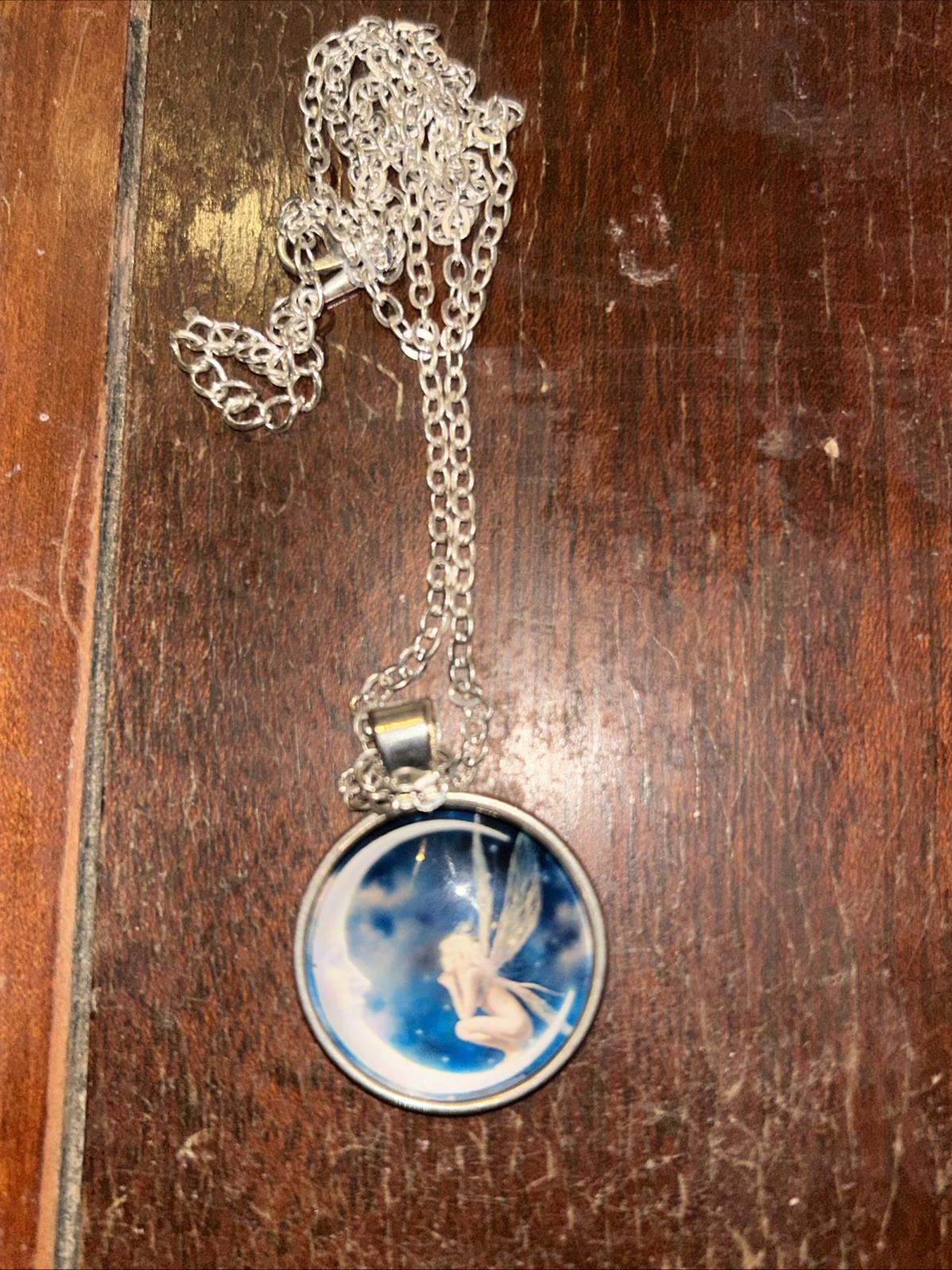 RETRO FAIRY GAZING AT THE MOON NECKLACE