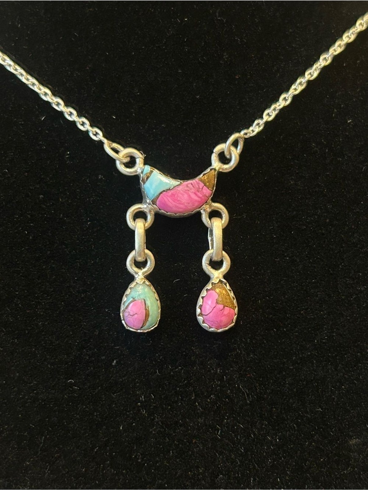 Silver Cotton Candy Turquoise Pendant Necklace
