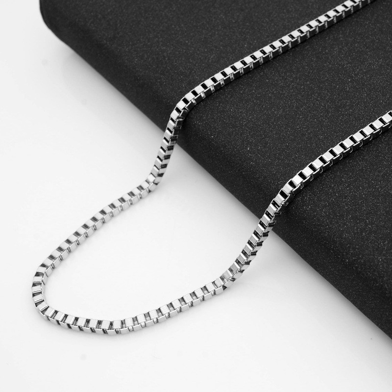1.5/2/2.5/3mm Women Man Stainless Steel Box Chain Necklace Link 16-36”