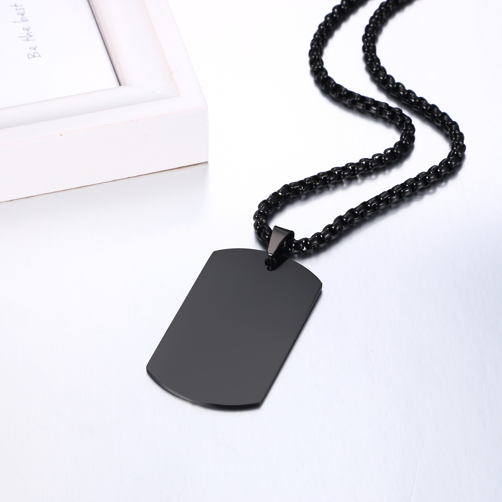 Personalized Photo Picture Custom Engraved Dog Tag Pendant Necklace Men Women