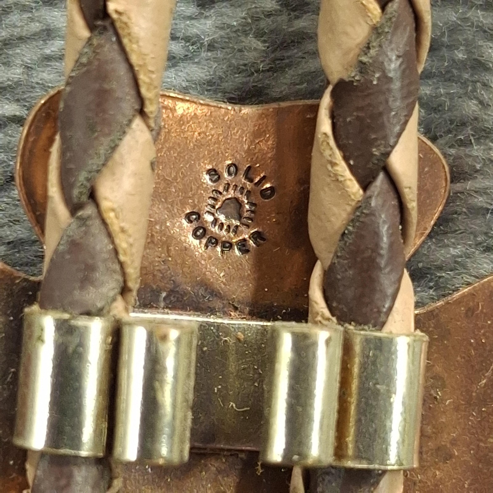 Vtg Solid Copper Thunderbird Crossed Arrows Bolo Tie Western Cowboy