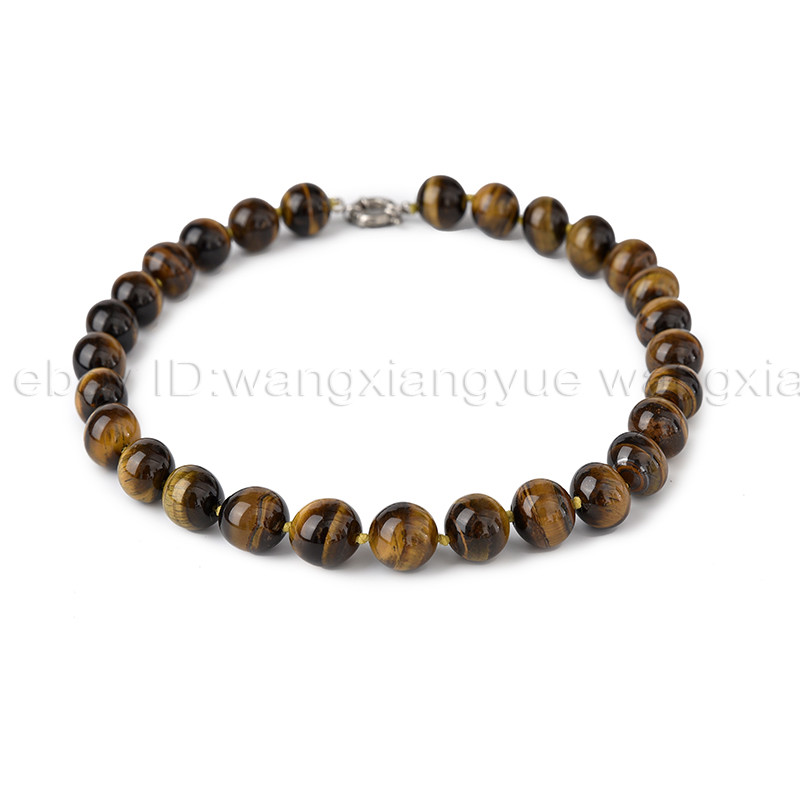 Long 18″ 24″ 36″ 48″ Natural 6/8/10/ 12mm Tiger’s Eye Gems Round Beads Necklace