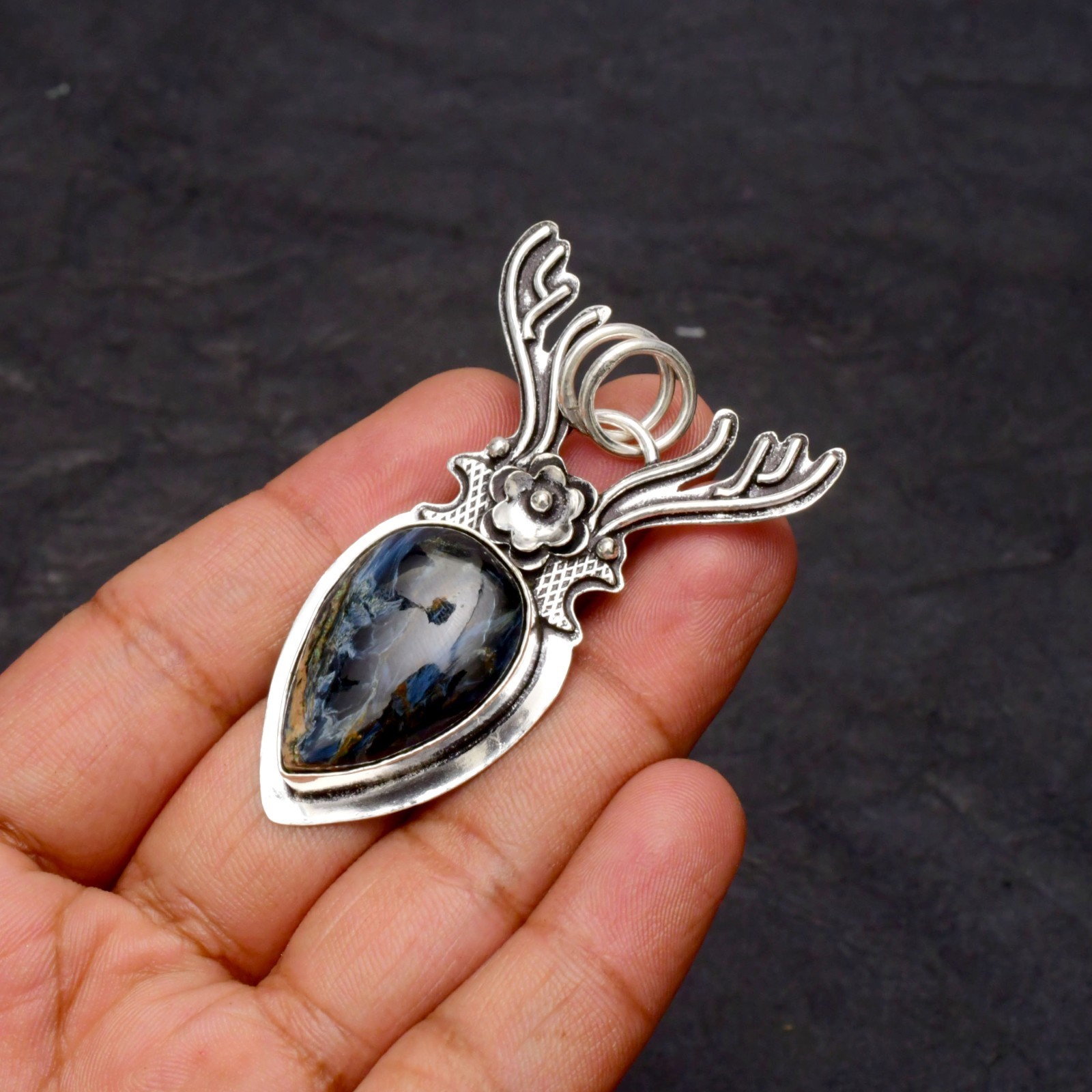 Pietersite Gemstone 925 Sterling Silver Jewelry Pendant 1-2″