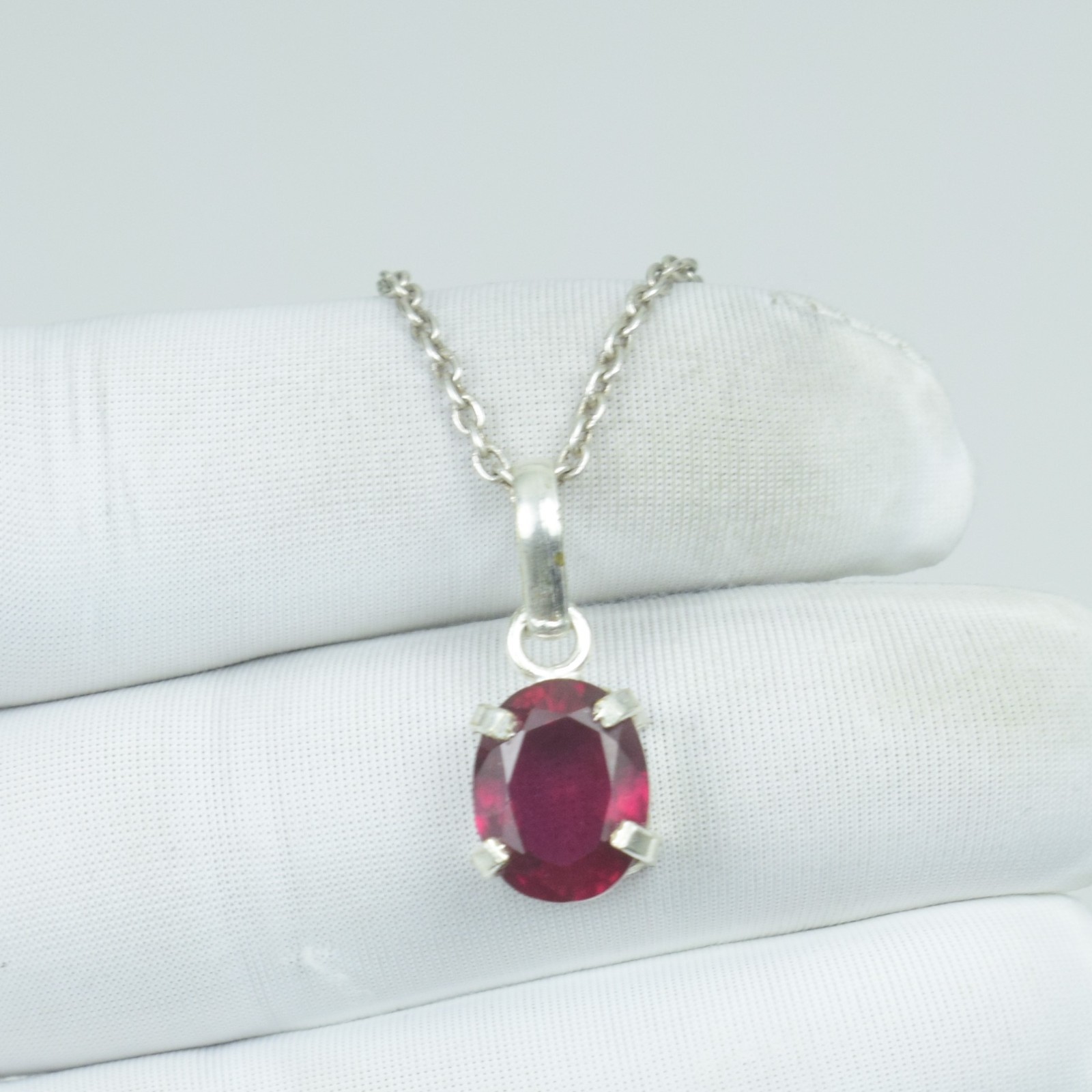 Beauty Red Ruby Pendant Loose Gemstone Jewelry, 925 Sterling Silver Necklace,