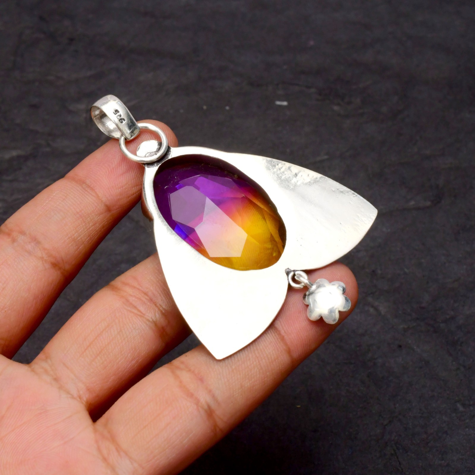 Bi Color Tourmaline Gemstone 925 Sterling Silver Jewelry Pendant 1-2″