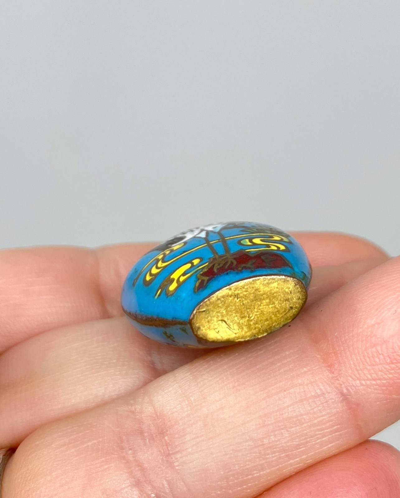 Vintage Cloisonne Blue Vase Crane Bird 1/20 12KT gold filled Chain 24″ Necklace