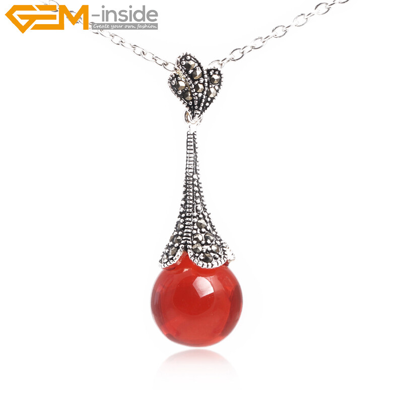 Tibetan Marcasite Silver Plated Assorted Color Stone Jewelry Necklace Pendant