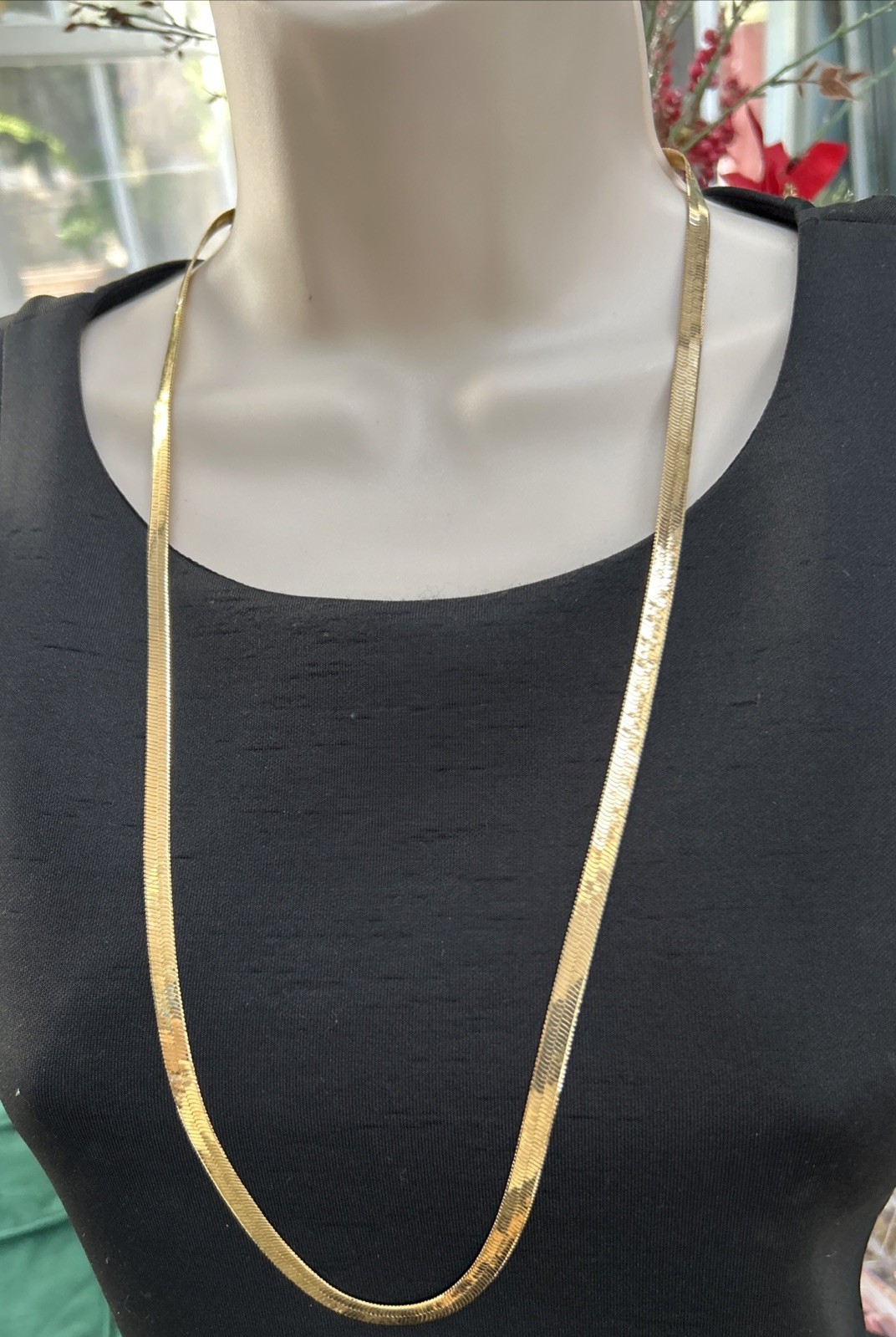 Bright Gold Plated 30” Herringbone Chain Necklace For Men Or Women 4mm Unisex