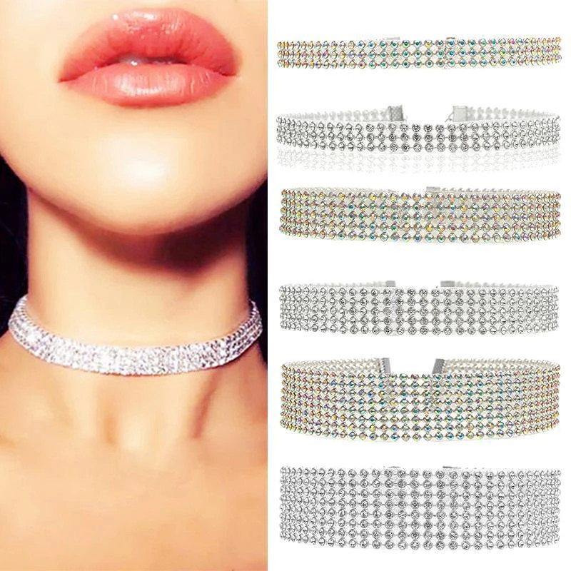 Punk Hip Hop Rhinestone Choker Necklace Women’s Style Collar Jewelry Gift