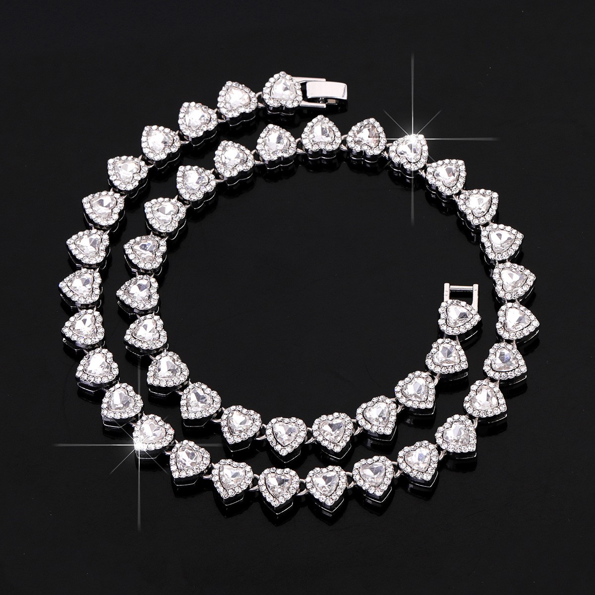Tennis Jewelry Set Silver Stainless Steel zirconiastone unisex Necklace Bracelet