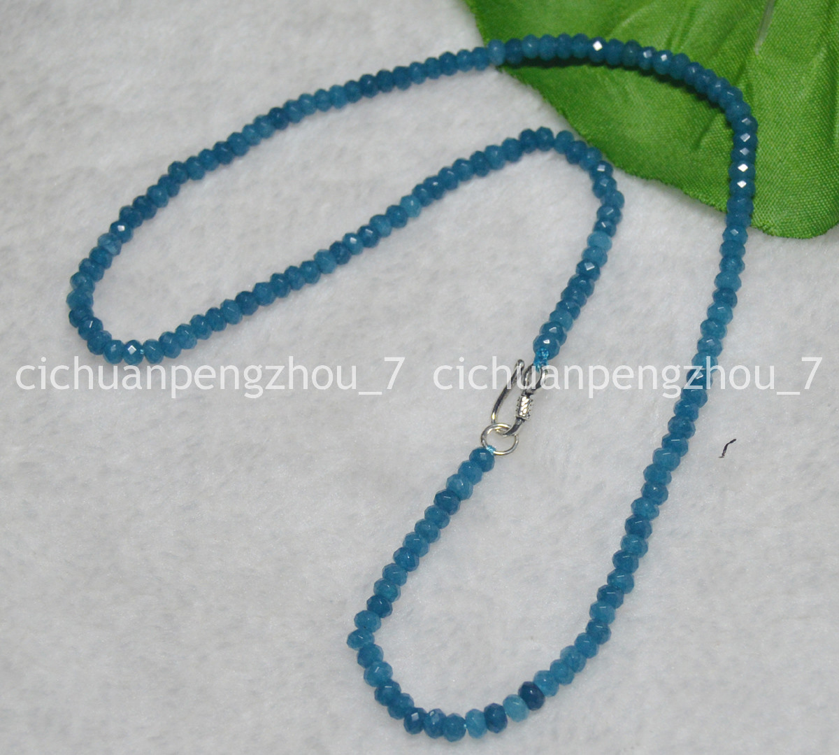Faceted 2x4mm Blue Aquamarine Rondelle Gems Beads Necklace 14-28″ Silver Clasp