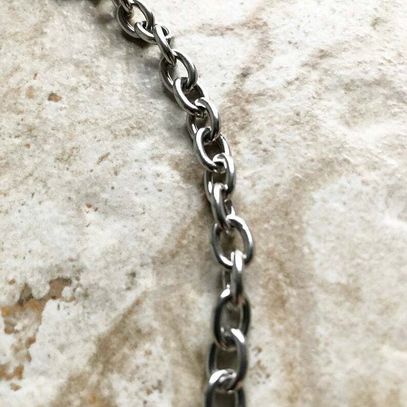 8mm x 6mm x 1.6mm Silver Color Stainless Steel Cable Chain Necklace Jewelry