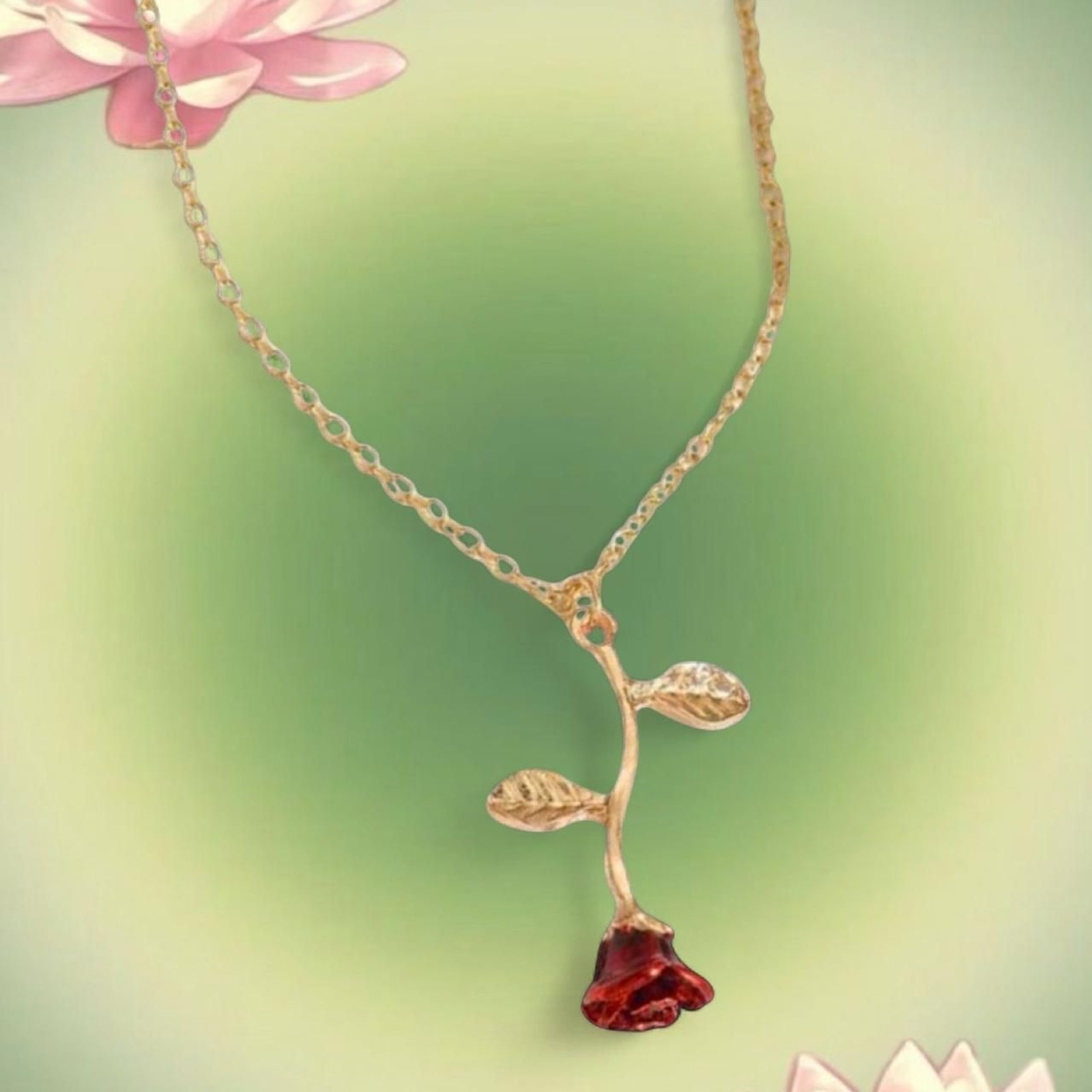 ꧁ᬊᬁ sweetest rose drop gold plated necklace ᬊ᭄꧂