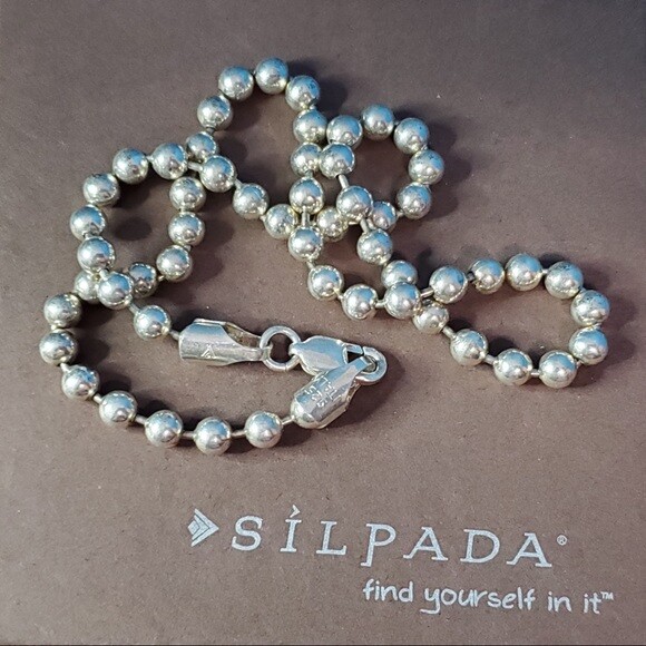 SILPADA Sterling Silver 5mm bead ball 16 inch Dog Tag Chain necklace N0048