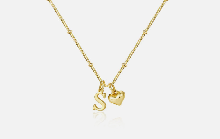 Heart Initial Necklace for Women,14K Gold Plated Letter A-Z Pendant Necklace