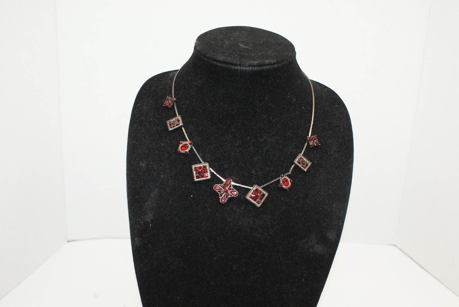 Multistrand Layered 18″ to 32″ Gun Metal Black Purple Red Beaded Necklaces Lot 4
