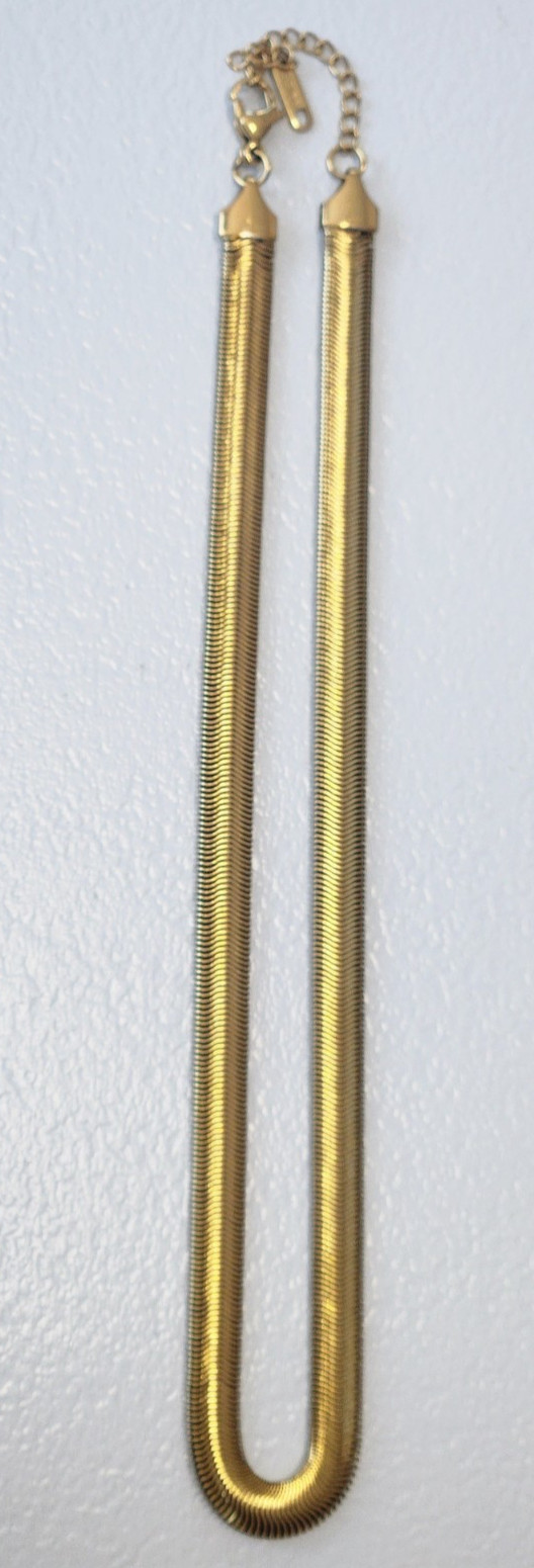 Smooth Stainless Steel Marked Gold Flat Herringbone Chain gold tone Choker