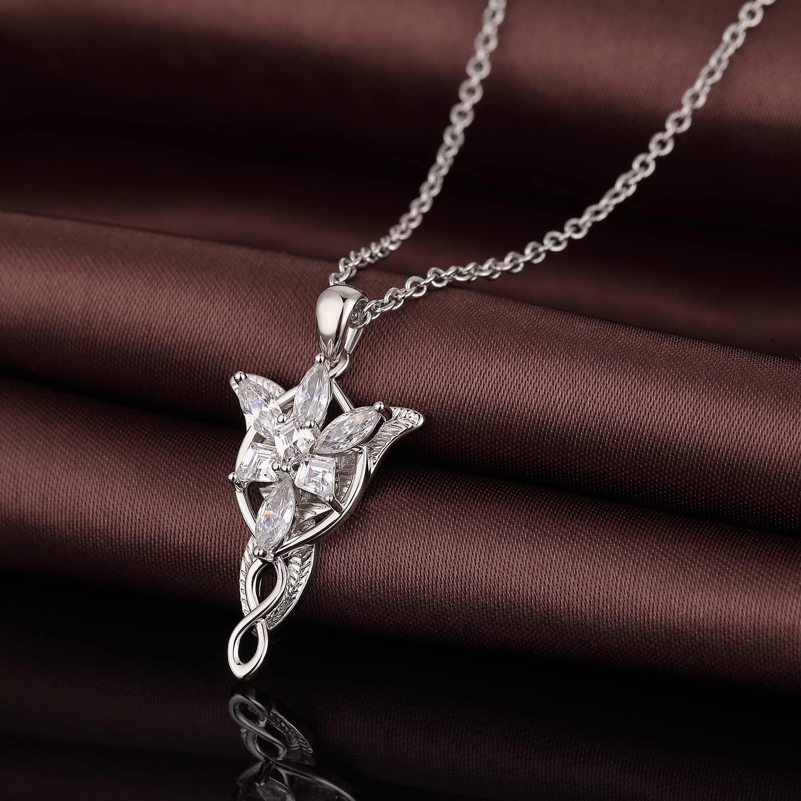 Evenstar Pendant Necklace – 5A+ Cubic Zirconia, Elven Jewelry for Women, Fantasy