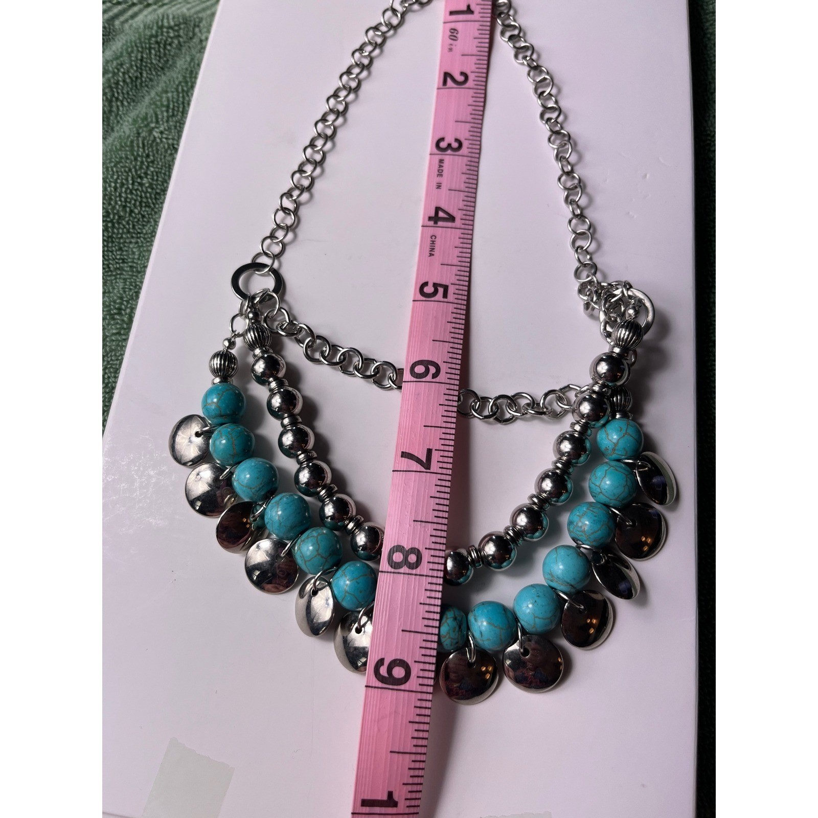 Unbranded Bib Necklace Womens Turquoise Excellent Multi Strand Fringe Disc Boho