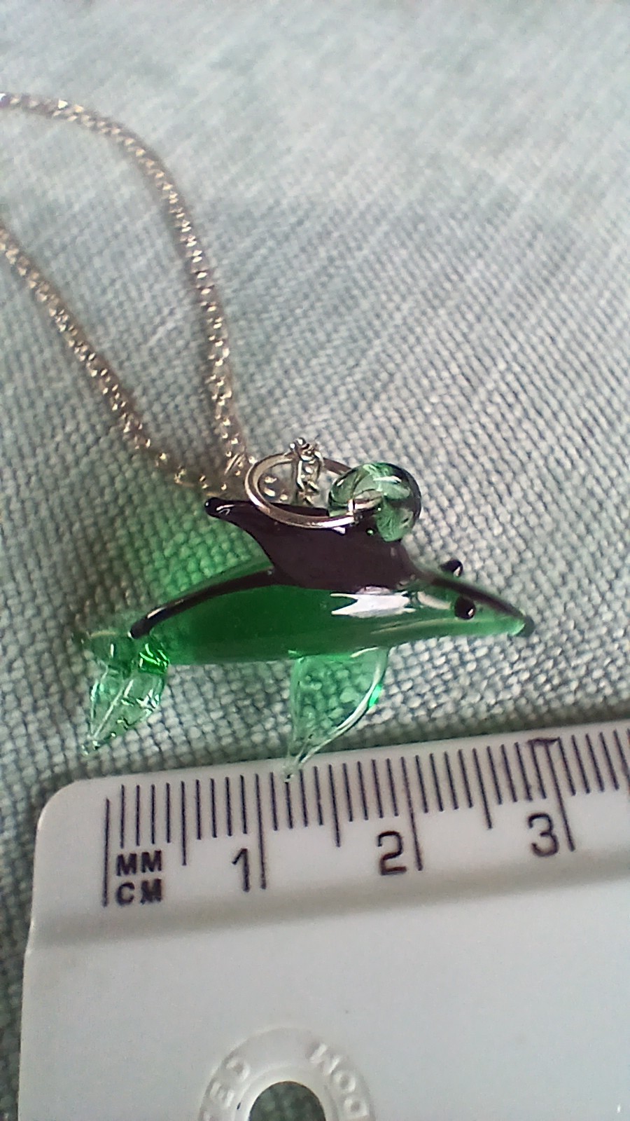 Dolphin Lampwork Glass On Silver Tone Necklace 50cm Chain/ 20 Inches