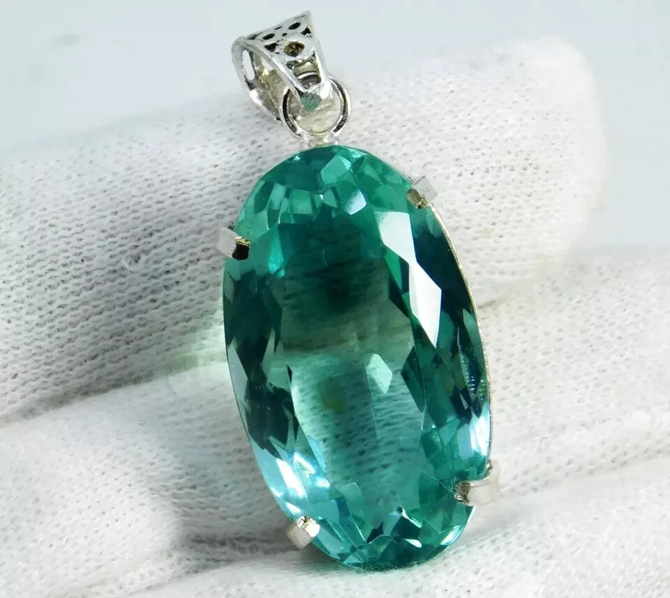 Flawless 94.50 Ct Blue Aqua Topaz Pendant Oval Shape Certified Loose Gemstone