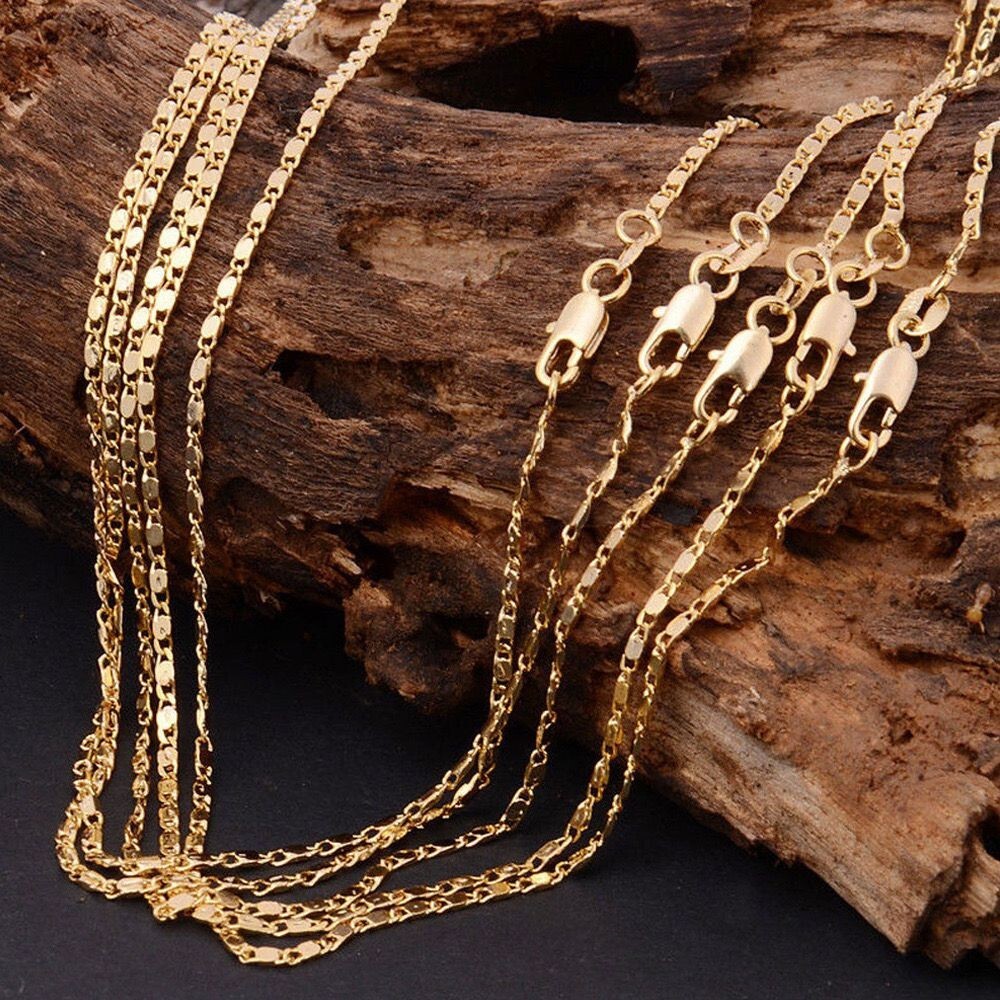 2mm Men Woman 925 Silver Plated Flat Sequins Sparkling Chain Necklace 16-30”