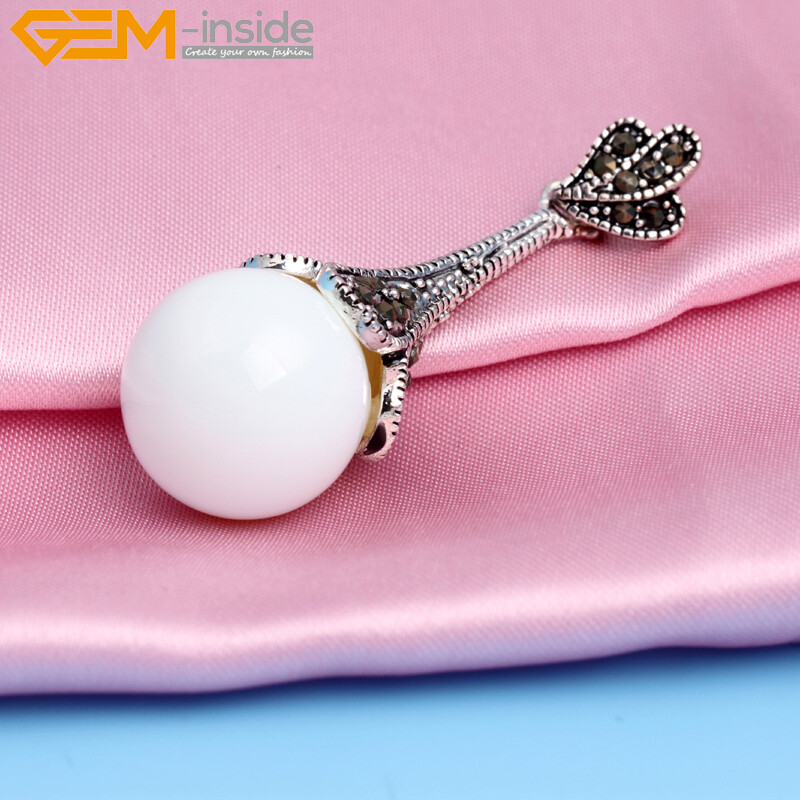 Tibetan Marcasite Silver Plated Assorted Color Stone Jewelry Necklace Pendant
