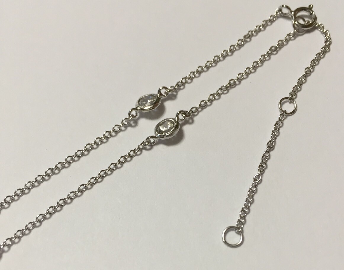925 Sterling Silver Diamond by the Yard Necklace Adjustable 16”-18” “Brand NEW