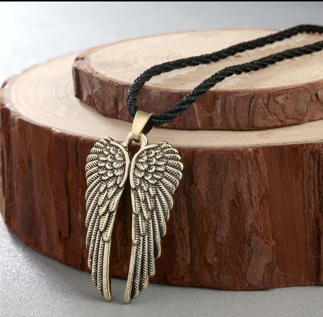 Men’s Fashion Jewelry Guardian Angel Wings Bronze Silver Color Necklace 13-12