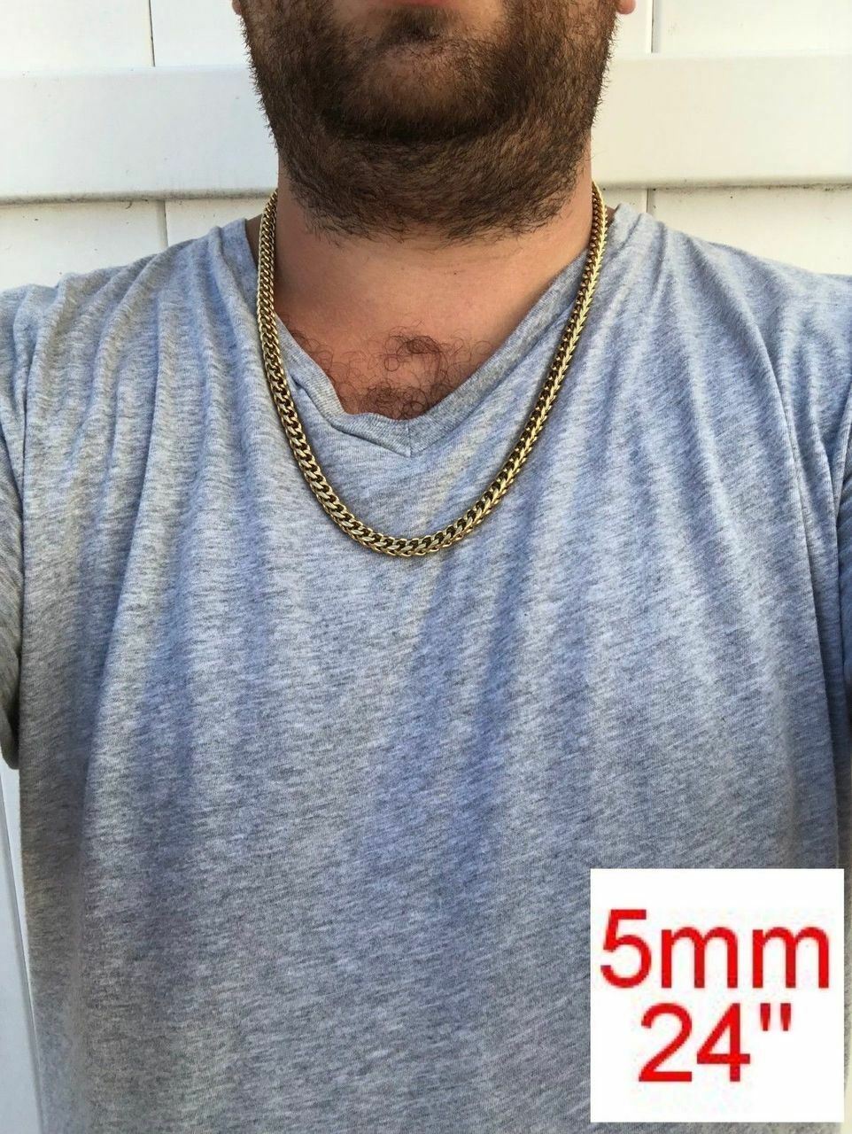 Cadena FRANCO para Hombre Acero Inoxidable Bañado en Oro de 14K LA MEJOR CALIDAD