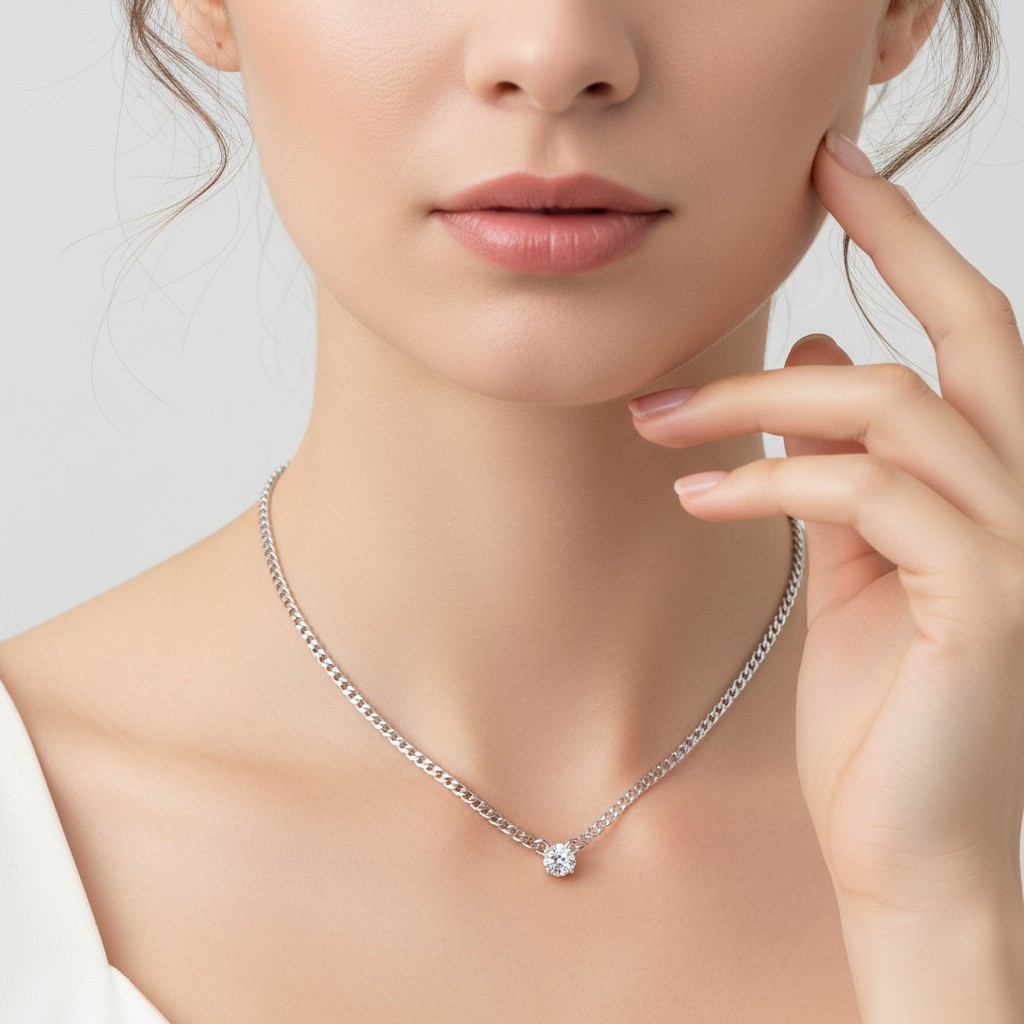 Women’s 925 Sterling Silver 1-3Ct Moissanite Miami Cuban Link Chain Necklace
