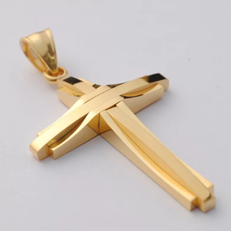 NEW Stainless Steel Silver Jesus Cross Crucifix Pendant Necklace Mens & Womens